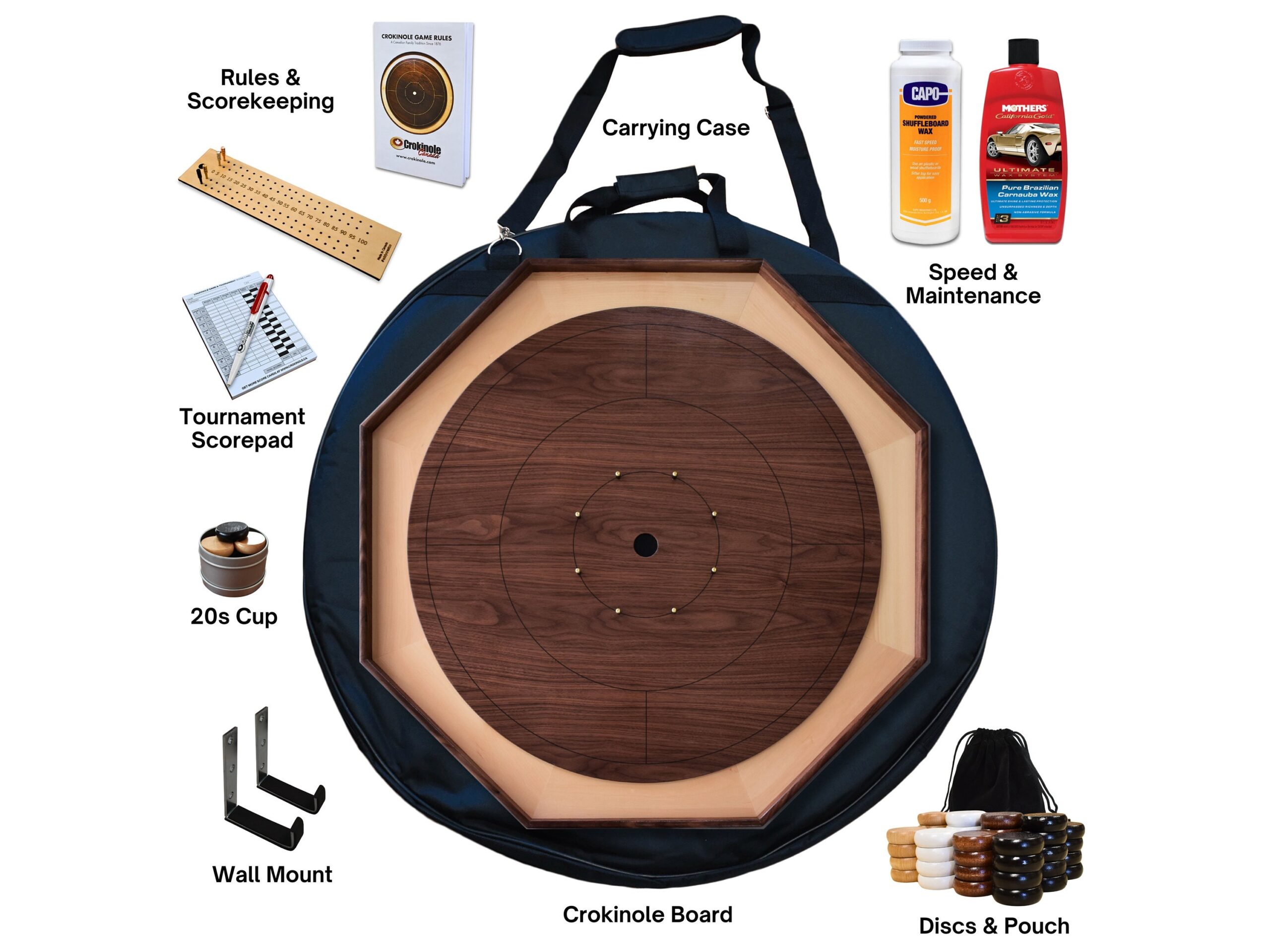The Large Walnut Wonder Crokinole Board Kit Large Octagon Game Kit 26 Inch Playing Surface Etsy Canada