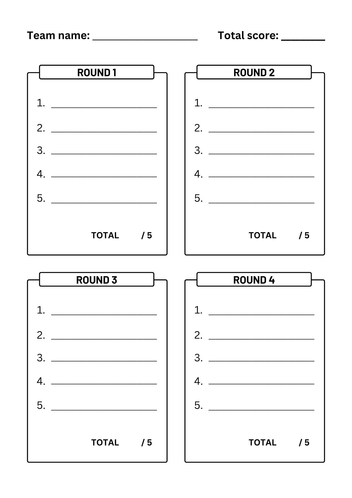Trivia Answer Sheets Trivia Quizzes Trivia Night Printable 