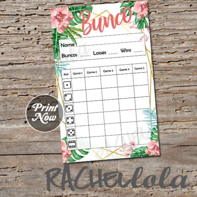 Tropical Luau Bunco Bash Scorecard Score Sheet Bunko Party Pool Floral Spring Score Card Summer Printable Template Instant Download Etsy
