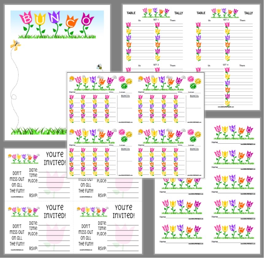 Tulips Bunco Set Bunco Printables Tulips Bunco Set Bunco Printables
