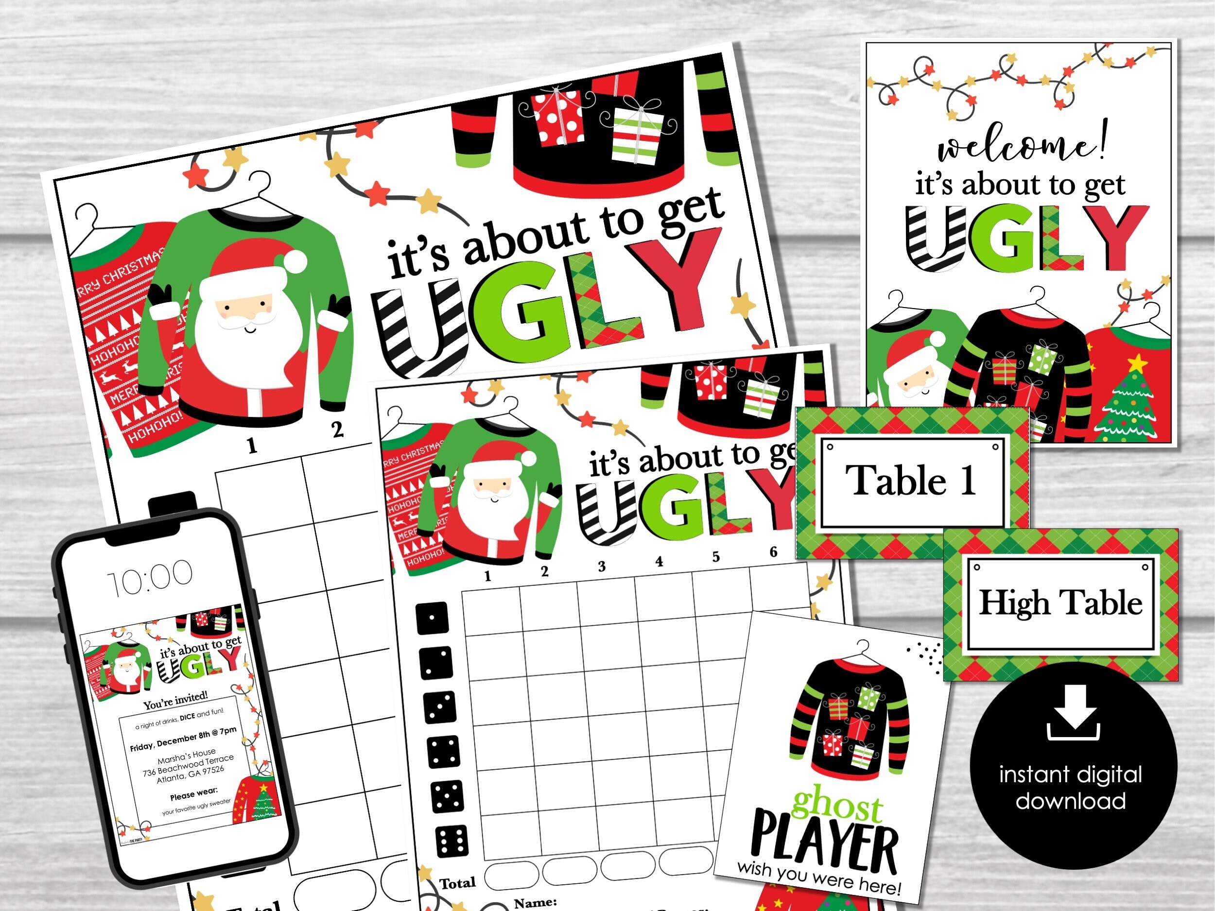 Ugly Sweater Christmas Bunco Score Sheets December Bunco Game Ugly Sweater Christmas Bunco Score Sheets December Bunco Game