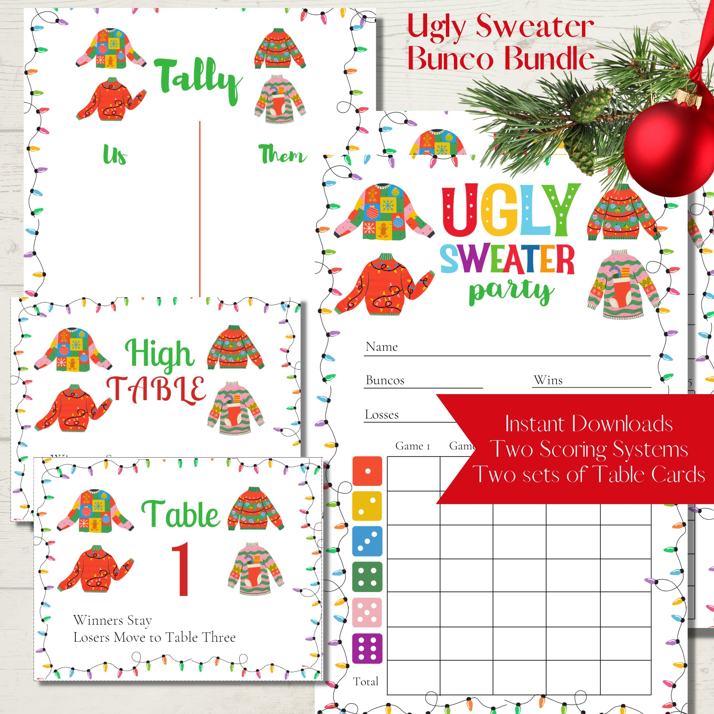 Ugly Sweater Party Printable Bunco Score Sheet Bundle Score Ugly Sweater Party Printable Bunco Score Sheet Bundle Score