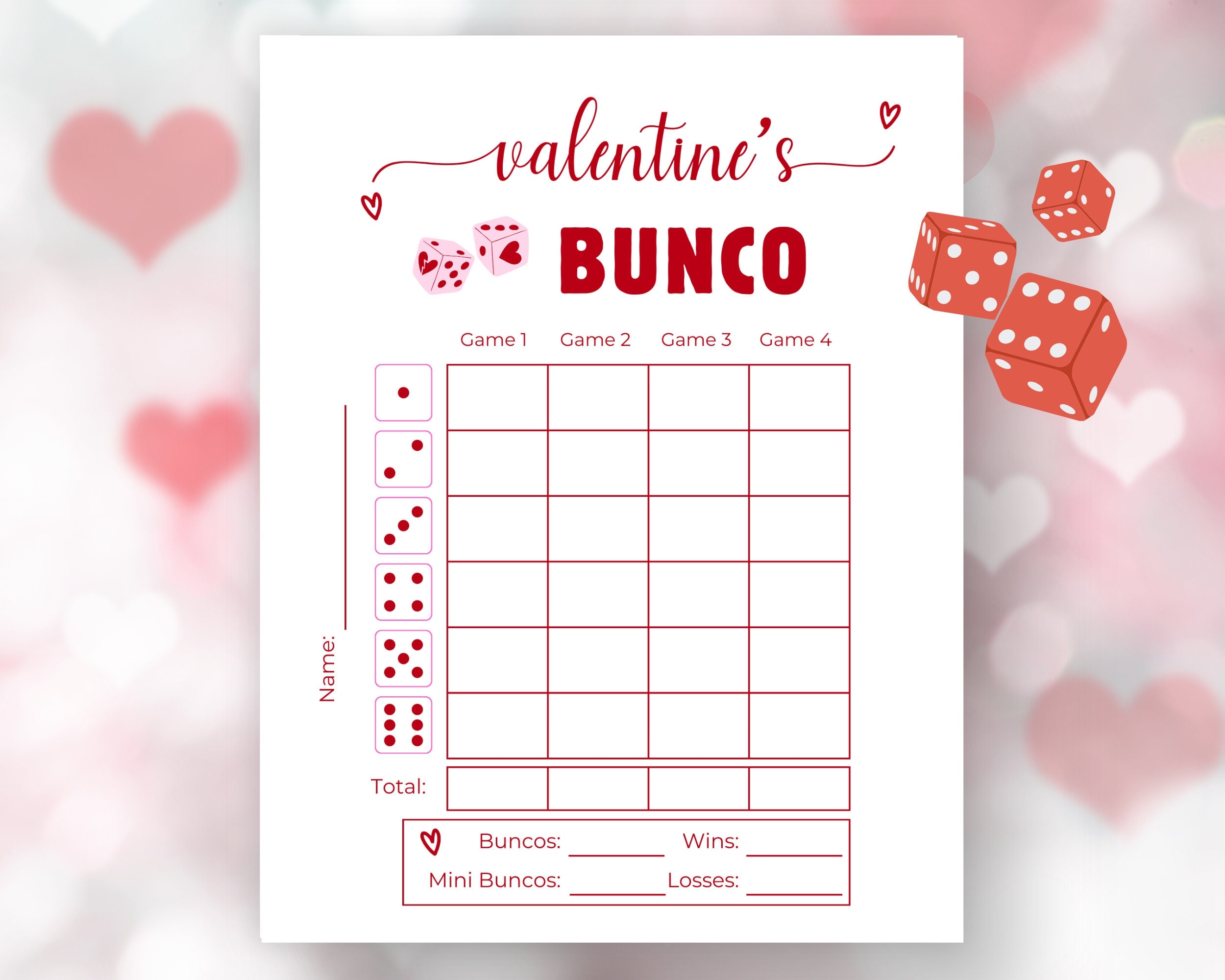 Valentines Bunco Score Sheets Valentine Dice Game Galentines Valentines Bunco Score Sheets Valentine Dice Game Galentines