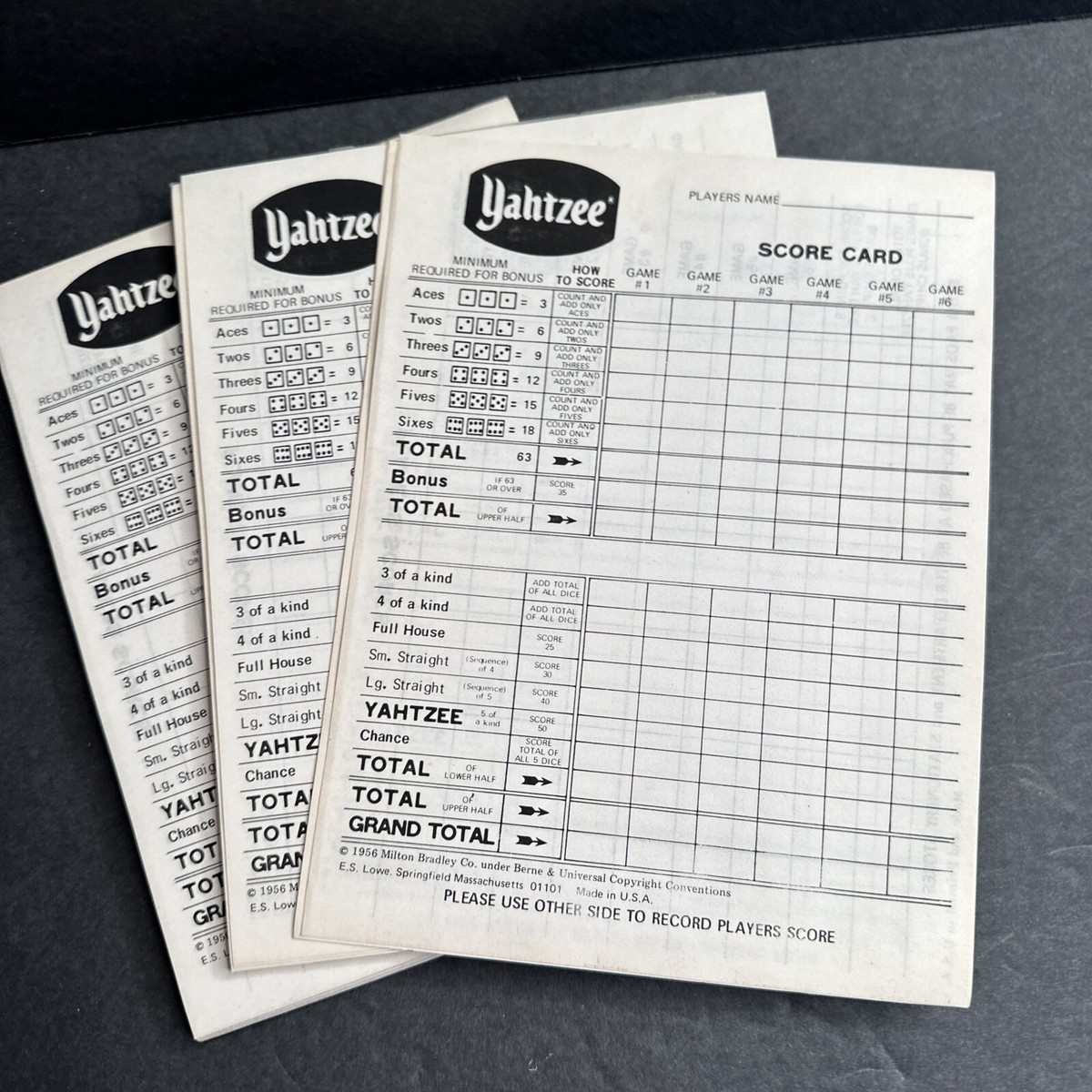 Free Yahtzee Printable Score Sheets 1980s