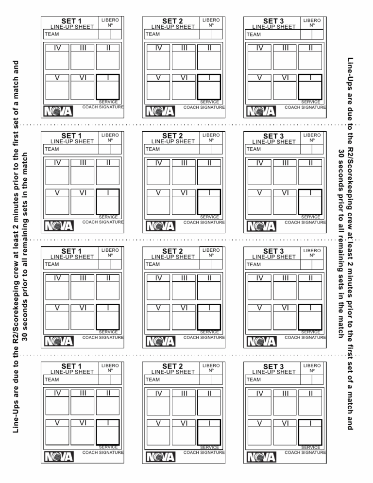 Volleyball Lineup Sheet Nova Download Printable PDF Templateroller