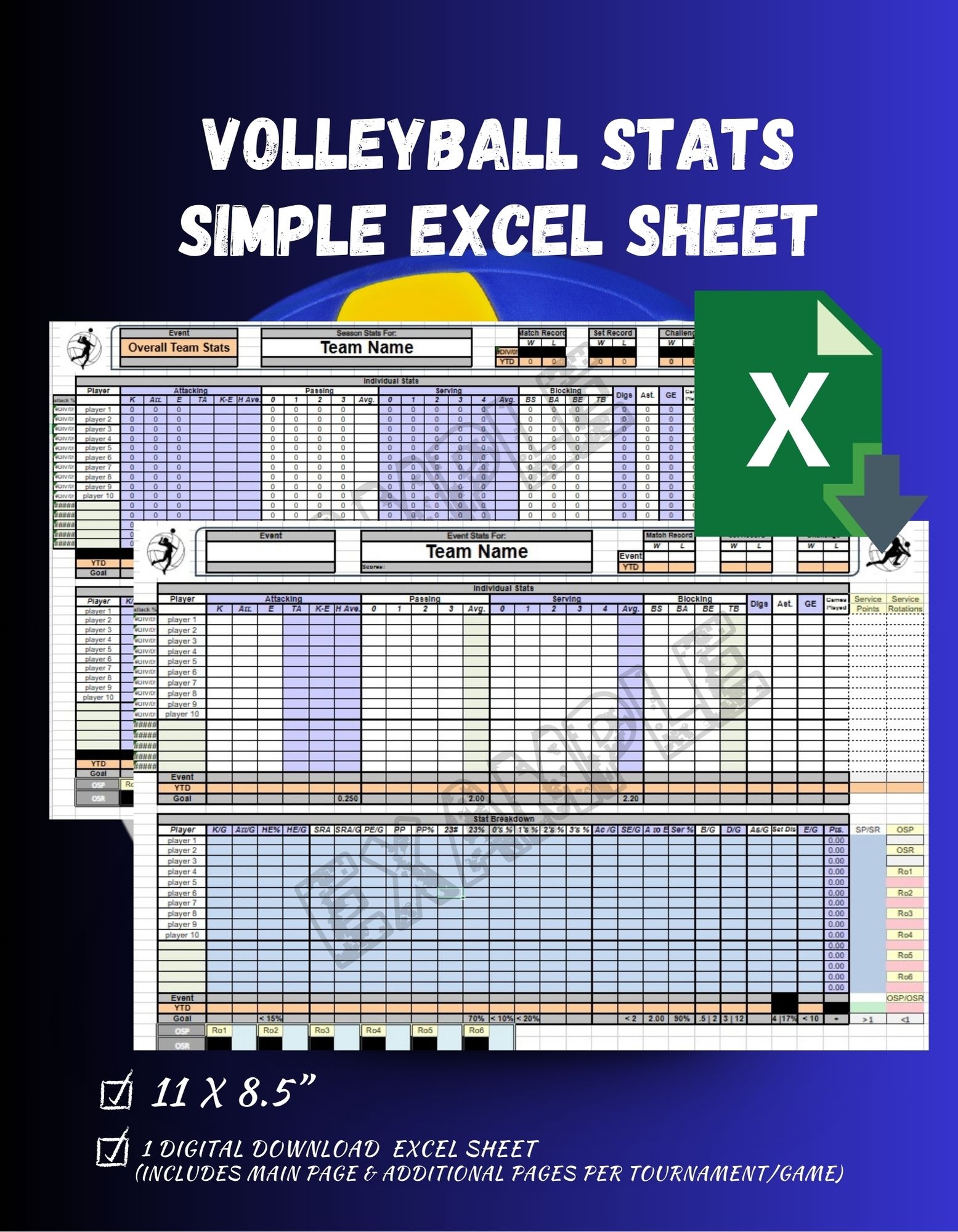 Volleyball Point Tracker Sheet For Coach 8 5x11 Digital Download Volleyball Opponent Point Tracker Classful