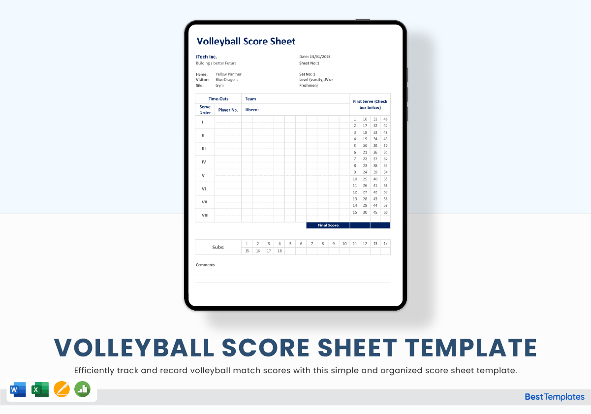 Volleyball Printable Score Sheet
