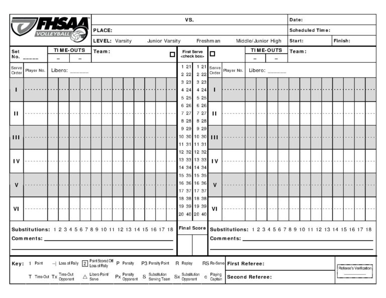 Volleyball Scorebook Bonit
