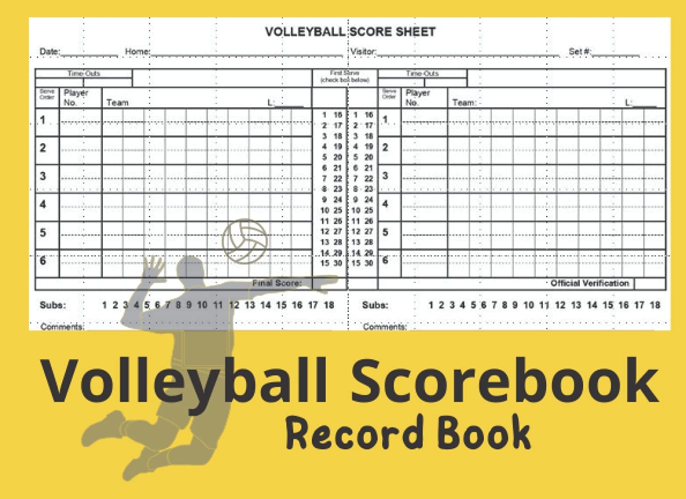Volleyball Scorebook Volleyball Game Tracker Sheets To Record Tournament Match Statistics