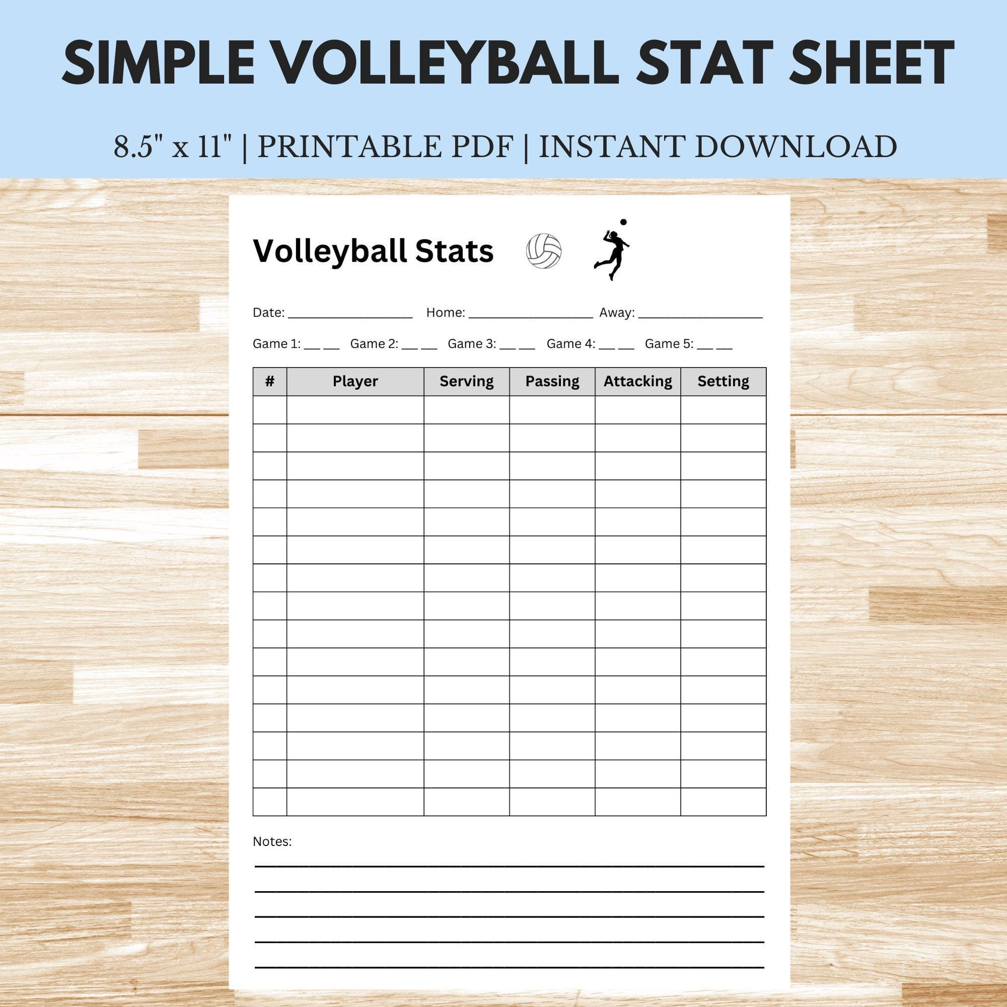 Volleyball Stats Sheet 8 5 Volleyball Stats Sheet 8 5