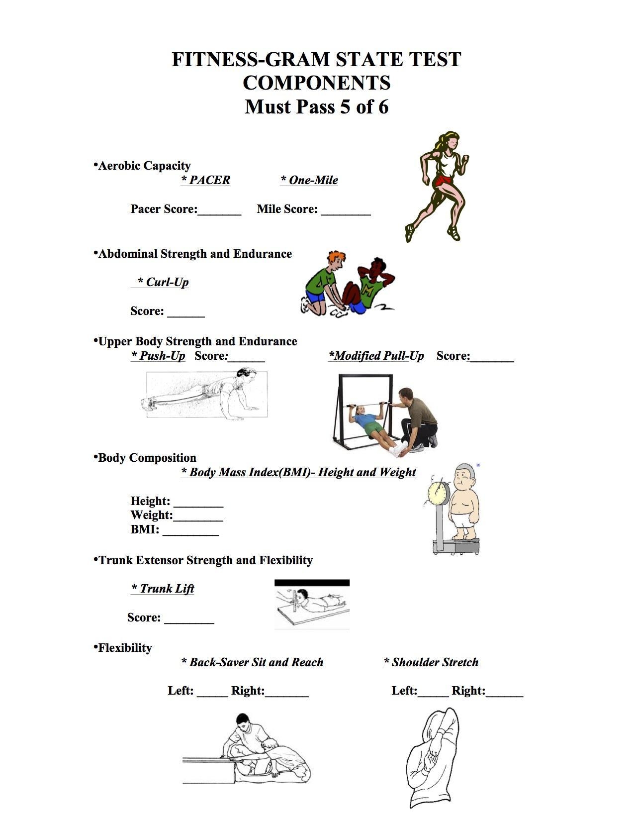 Free Printable Fitnessgram Score Sheet Free Printable Fitnessgram Score Sheet