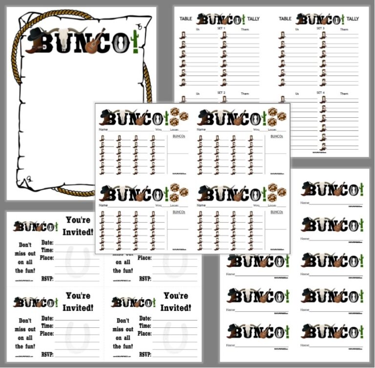 Wild West Bunco Set Bunco Printables