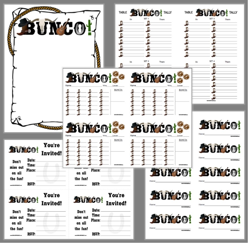 Wild West Bunco Set Bunco Printables