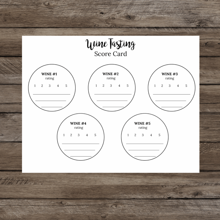 Wine Tasting Placemat Wine Tasting Score Cards