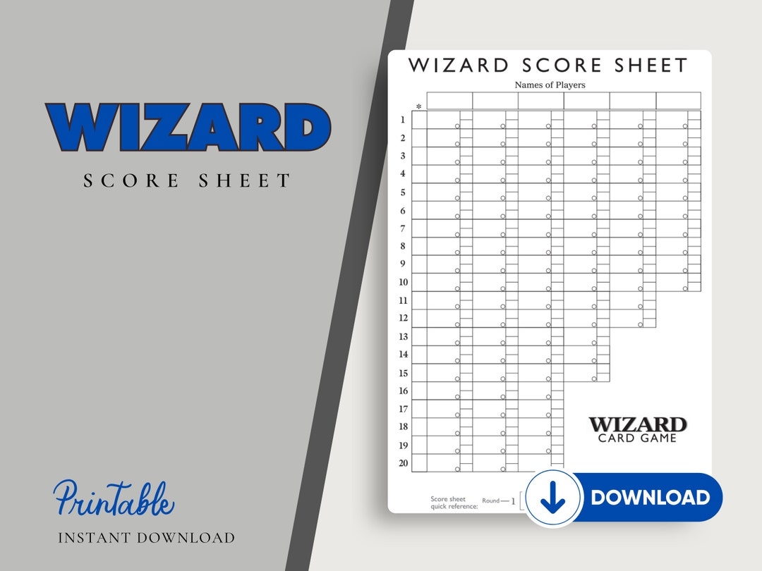 Wizard Score Card Sheet Printable Instant Download Refill Sheets For Enchanting Game Nights Etsy