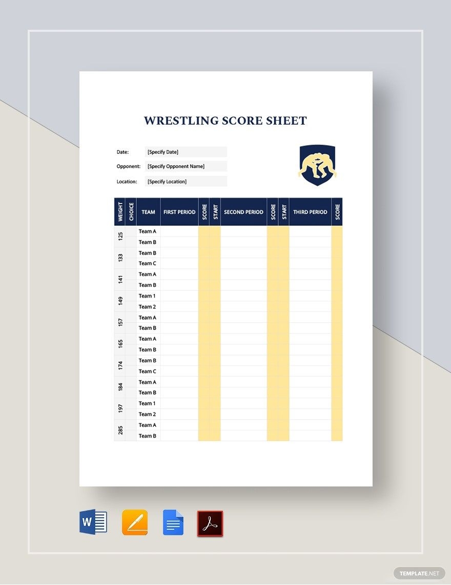 Wrestling Score Sheet Template In Word Pages Google Docs PDF Download Template Wrestling Score Sheet Template In Word Pages Google Docs PDF Download Template