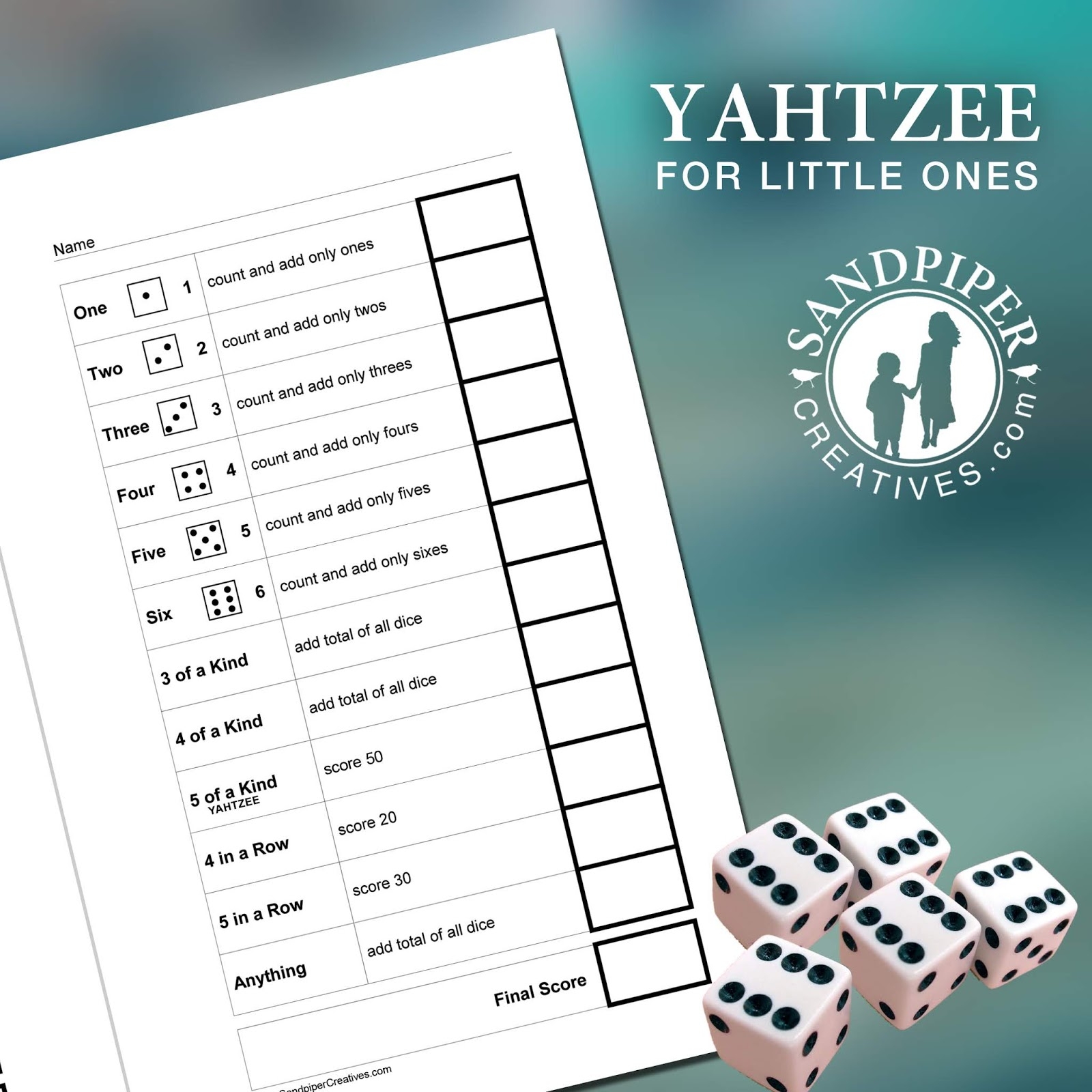 Yahtzee Score Card For Kids Free Printable Yahtzee Score Card For Kids Free Printable
